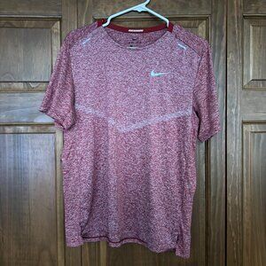 Nike Dri-FIT Rise 365 Running Top — Men’s Performance Tee, Size Medium, Red